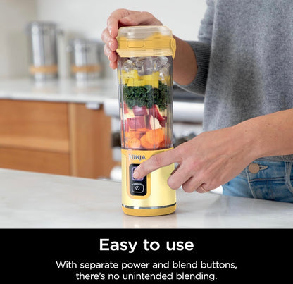 Ninja Blast Draagbare Blender, Koordloos, 532ml-houer, Persoonlike Blender BPA-vry, Lekvaste Deksel en Drinktuit, USB-C Herlaaibaar, Skottelgoedwasser Veilig - Suurlemoen Meringue (BC151LB)