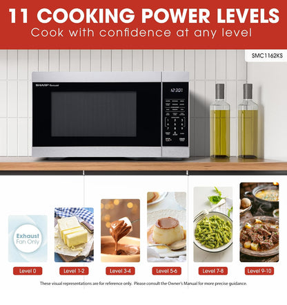 Sharp SMC1162KS 1.1 cu. ft. 1000W Stainless Steel Countertop Microwave Oven
Removable 12.4" Carousel Turntable