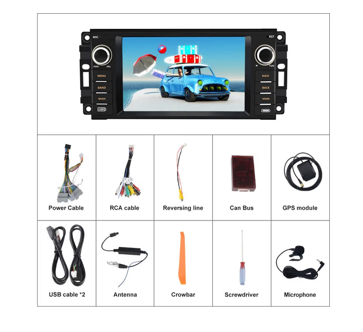 Car Stereo Replacement Support Carplay Android Auto Built in Bluetooth WiFi - for Jeep Wrangler JK 2007-2018 Dodge RAM 1500 2500 3500 2009-2012