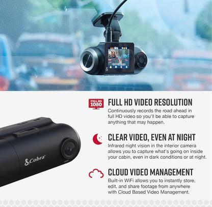 Cobra RAD 480i Radarverklikker & SC 201 Slim Streepkamera Langafstand Vinnige Radarbespeuring, Vol HD 1080P Video + 16GB SD Kaart, Ingeboude WiFi & GPS