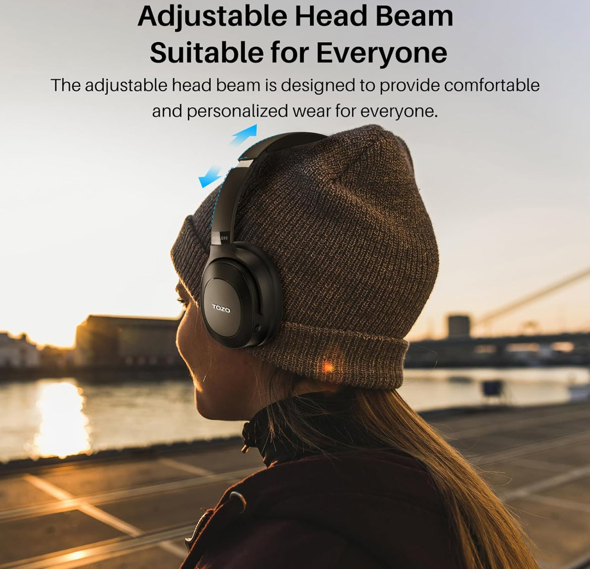 Hybrid Active Noise Cancelling Headphones, Wireless Over Ear Bluetooth, 40H Playtime, Hi-Res Audio Custom EQ, Comfort Fit Ear Cups (Black)