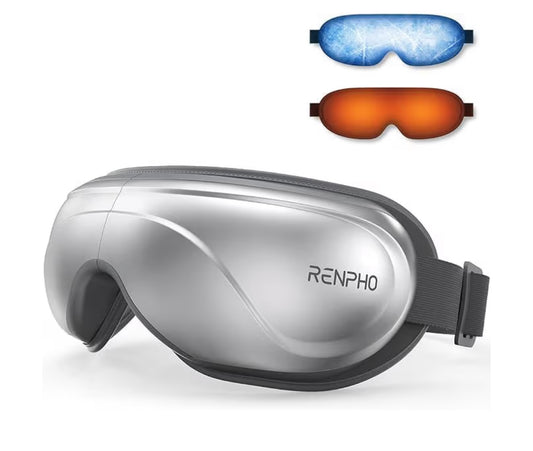 Eyeris 2 Eye Massager with Heat and Cooling,Heated Eye Mask for Reduce Strain Improve Sleep - Silver No Voice Control