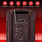 Portable 8 Inches PA Speaker System - Wireless BT Streaming & Karaoke Party Two Wireless Mic, Wired Microphone, Tablet Stand, Flashing Party Lights, MP3/USB//FM Radio