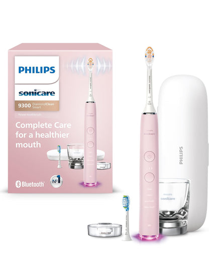Philips Sonicare DiamondClean Smart 9300 Elektriese Tandeborsel, Soniese Tandeborsel met Toepassing, Druksensor, Borselkopbespeuring, 4 Borselmodusse en 3 Intensiteitsvlakke - Pienk, Model HX9903/25