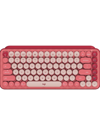 Logitech POP Meganiese Draadlose Sleutelbord met Aanpasbare Emoji-sleutels, Duursame Kompakte Ontwerp, Bluetooth- of USB-verbinding, Multi-toestel, OS-versoenbaar - Heartbreaker Rose