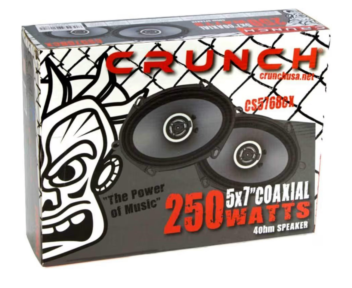 Crunch CS-5768CX 5x7 / 6x8" 250 Watt Volreeks 2-Rigting 4 Ohm Koaksiale Motorluidsprekers (2 Pak)