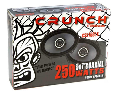 Crunch CS-5768CX 5x7 / 6x8" 250 Watt Volreeks 2-Rigting 4 Ohm Koaksiale Motorluidsprekers (2 Pak)