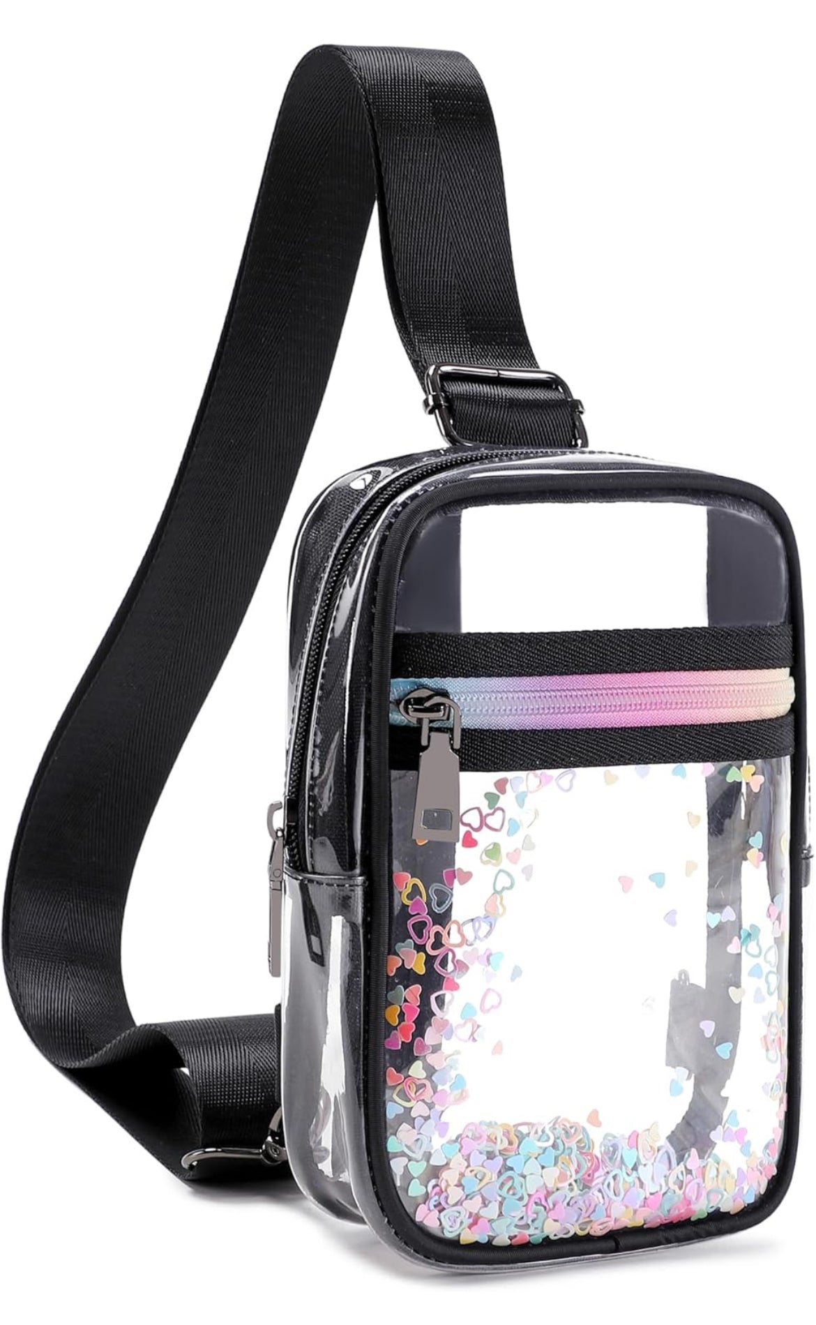 Clear Crossbody Bags for Women Girls Stadium Approved Sling Pack Bag Shoulder Belt Purses Transparent Chest Backpack