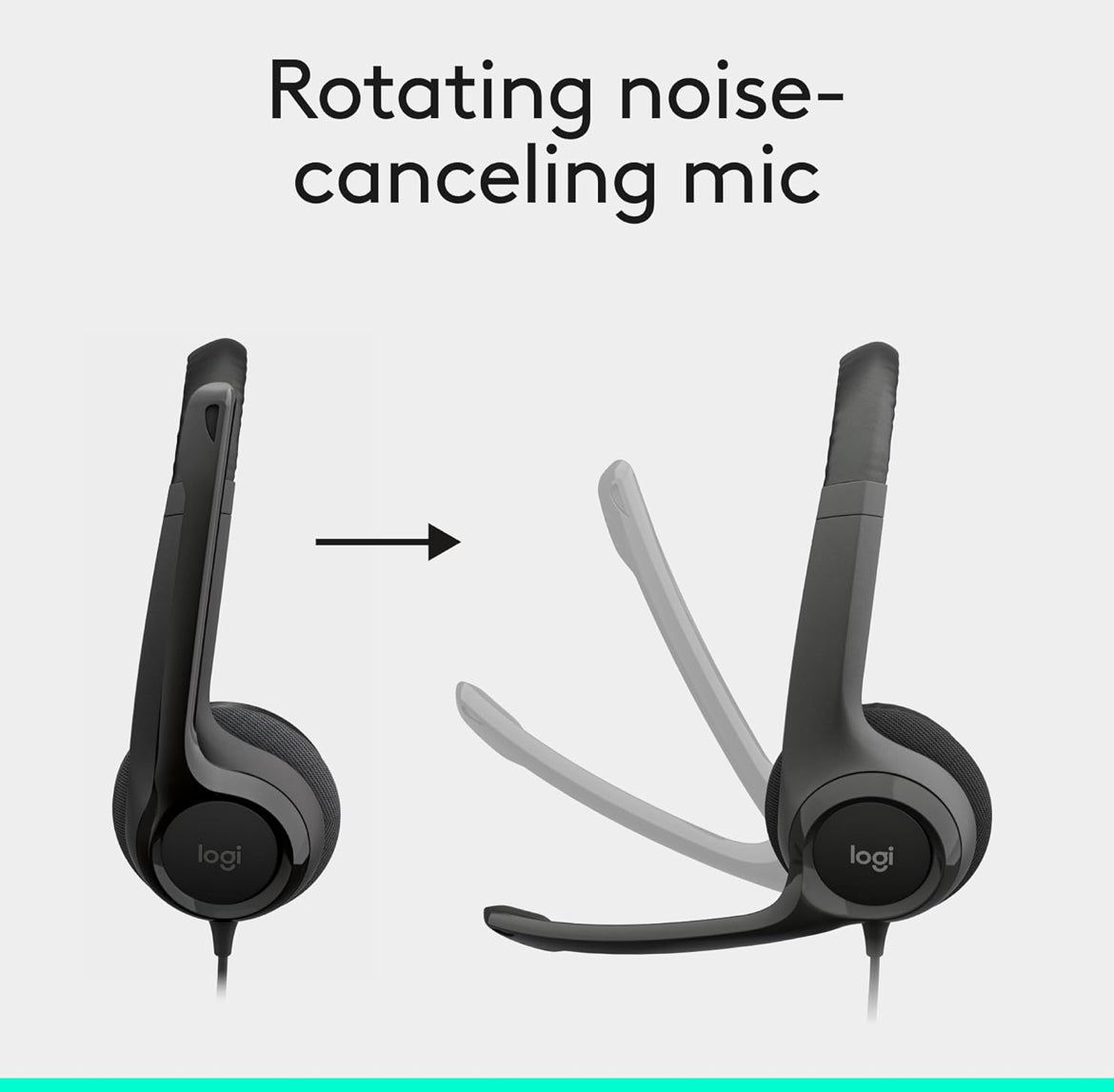 Logitech H390 Bedrade Koptelefoon vir rekenaar/skootrekenaar, Stereo-oorfone met Geraasverminderende Mikrofoon, USB-A, Inlynbeheer, Werk met Chromebook