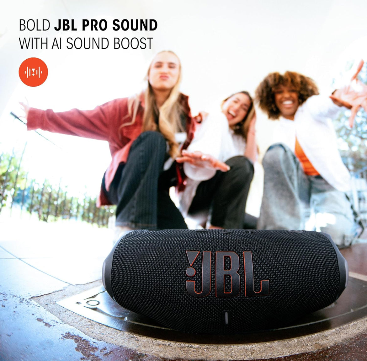 JBL Charge 6 - Portable Waterproof & Drop-Proof Bluetooth Speaker with a Sturdy/Removable Carrying Strap (Black)