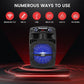 Portable Bluetooth PA Speaker System  800W 12" Outdoor w/ Built-In Party Lights - USB/SD Card Reader, FM Radio, Extendable Handle w/ Wheels - Includes Wired Microphone & Remote