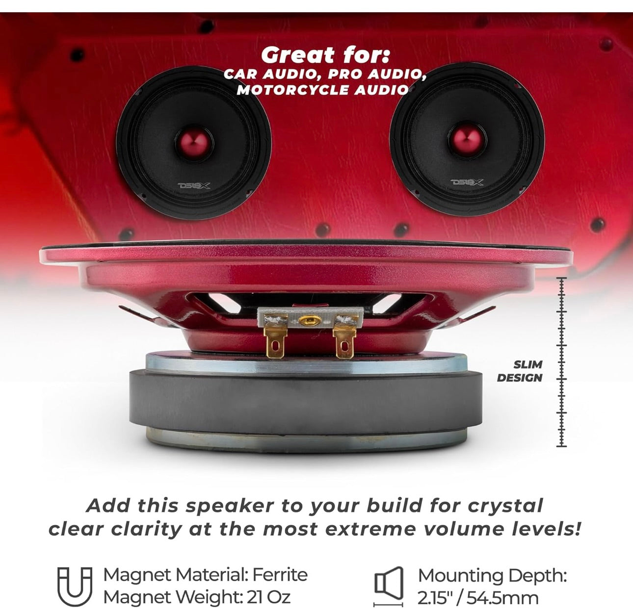 DS18 PRO-X6.4BMSL Slim Loudspeaker - 6.5", Midrange - 1PC
