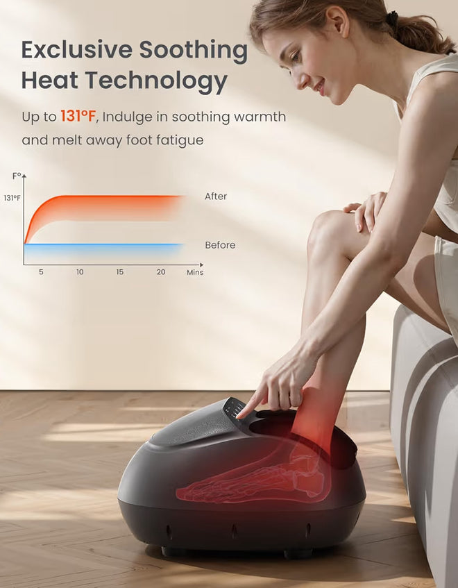 Full Foot Massager Machine Shiatsu Foot Massager w/ Heat Plantar Fasciitis Massager - Fits Up to Size 13