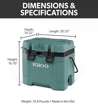 Igloo Trailmate Cooler 25QT Durable Insulated Hard Shell Ice Chest - Spruce