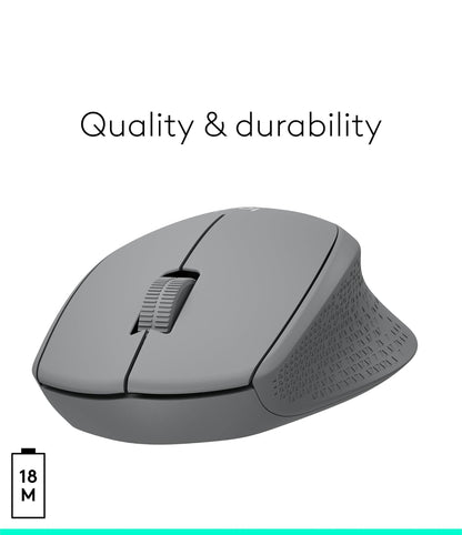 Logitech M330 SILENT Draadlose Muis, 2.4GHz met USB-ontvanger, Optiese Opsporing, Stil en Liggewig, Lang Batterylewe, vir rekenaar, Mac, skootrekenaar, Chromebook - Grys