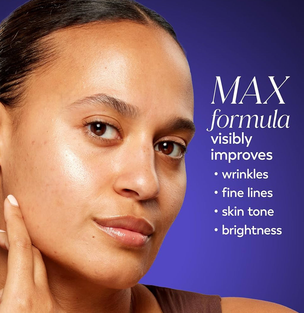 Olay Retinol Gesigbevogtiger, 24 MAX Anti-Veroudering Nagroom Teenplooie Velversorging (48g) & Proefgrootte Retinol Reinigingssmelte (12 stuks)