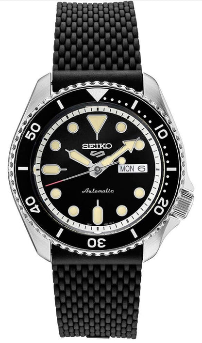 SEIKO 5 Sports Manshorlosie Swart 42.5mm Vlekvrye Staal - Nuut