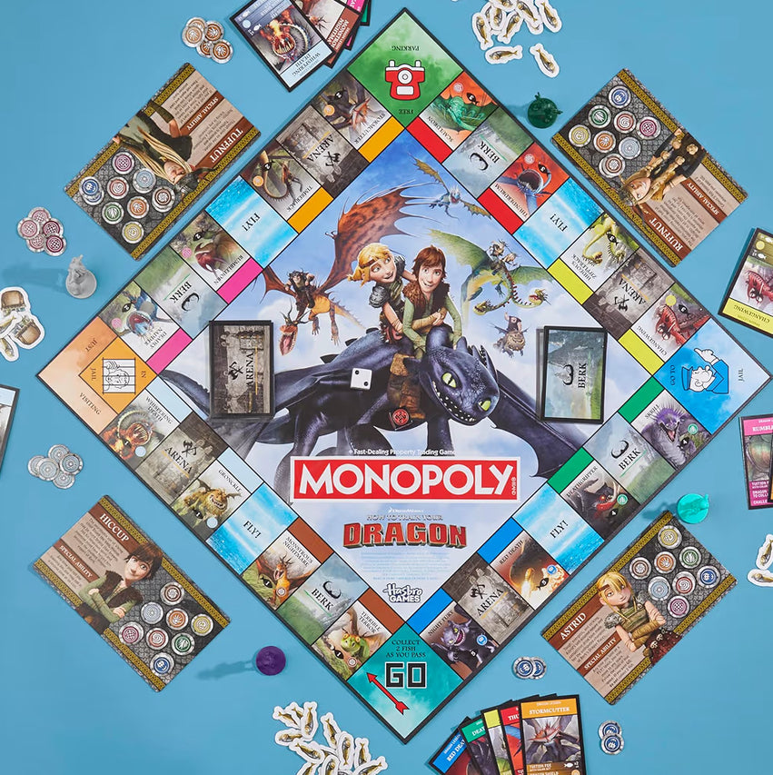 Monopoly DreamWorks How to Train Your Dragon Edition Board Game, 2 to 4 Players, Fun Family Games