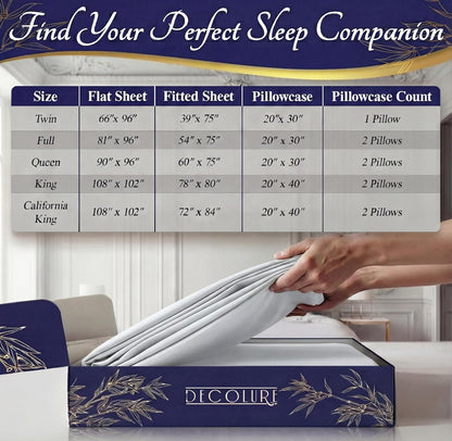 DECOLURE 100% Viscose Derived from Bamboo Sheets Queen Size - Luxury 4 Pc Naturally Cooling Sheets, Ultra Soft Bed Set - Deep 17" Pockets, Durable Double Stitching, Oeko Tex Standard (White)