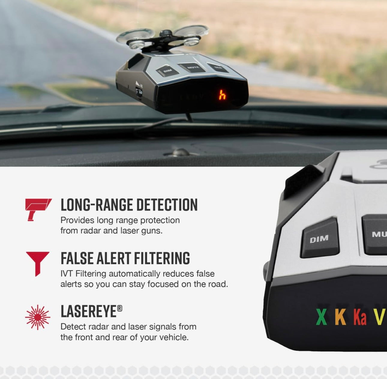 Cobra RAD 350 Laserradarverklikker - Langafstand, Valsalarmfilter, OLED-skerm, Swart