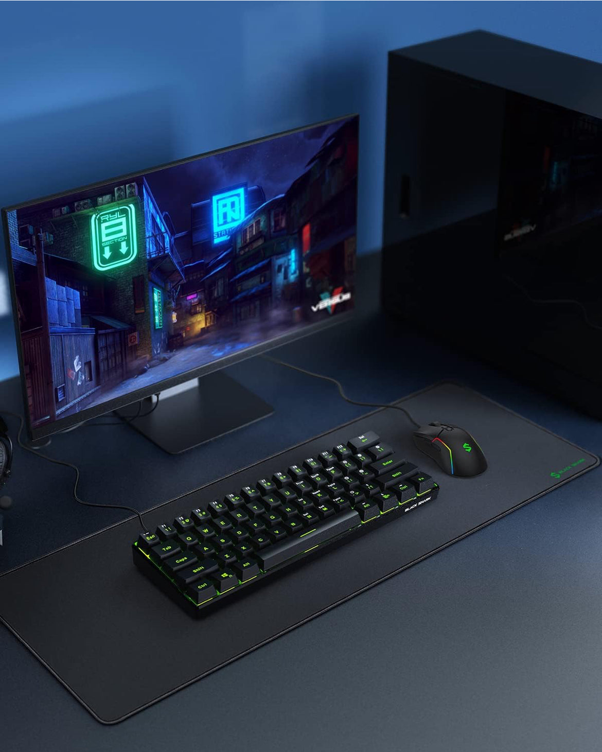 Black Shark Gaming Mouse Pad Desk Mat (31.5” x 11.8” x 0.15”) Non-Slip Rubber Base - NEW