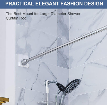 Adhesive Shower Curtain Rod Holder – Kitosun Wall Mount Bathroom Tension Pole Retainer Brackets with Sticky Tape for Quick Stick on and Stainless Steel Screws for Drilling Installation (Transparent)