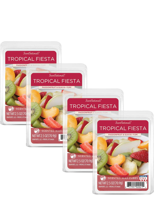 Scentsationals Wax Melts, Wax Cubes Strong Scent - Tropical Fiesta - Long Lasting Scented Melts for Warmer - 10oz (PACK OF 4)