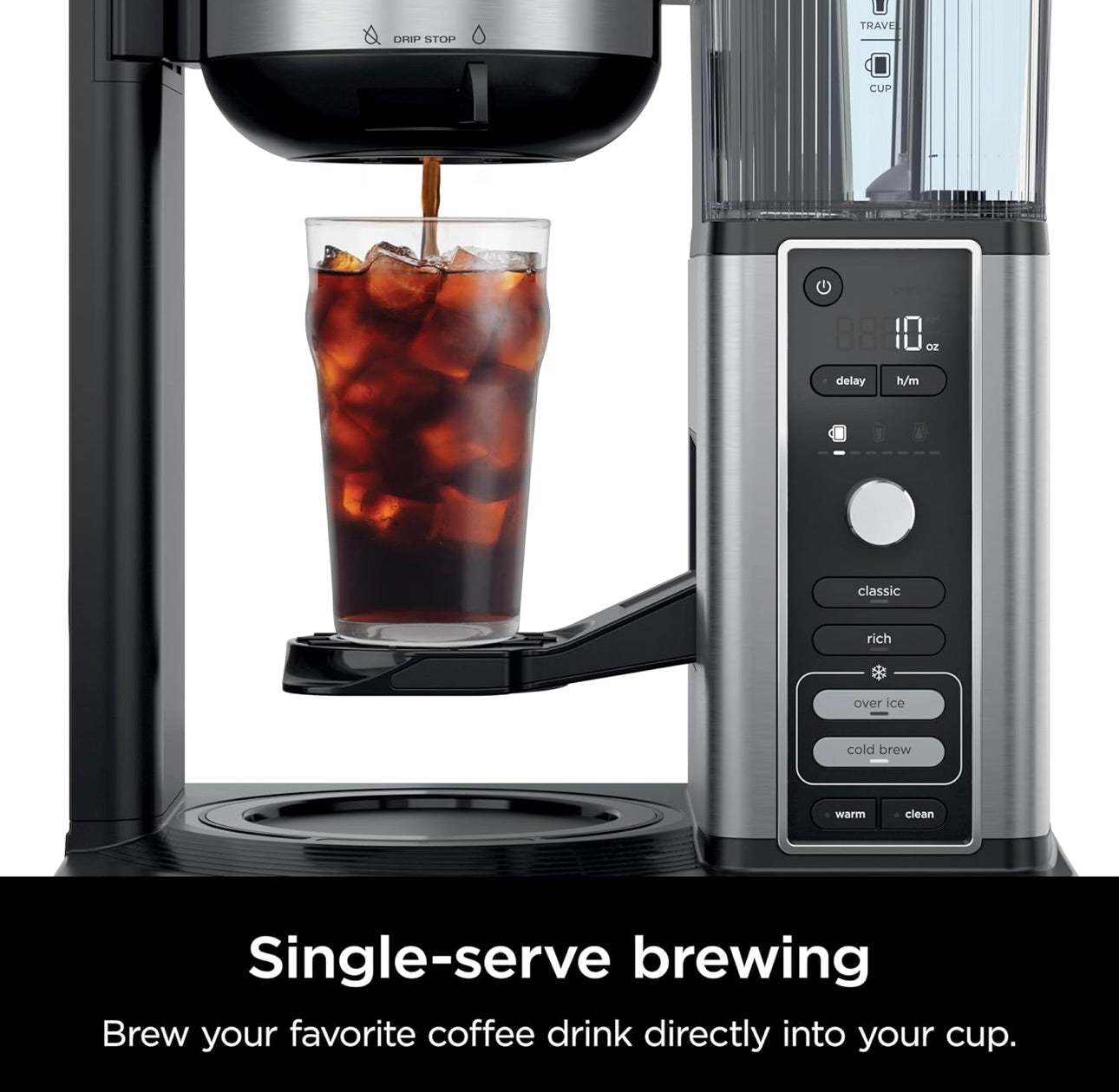 Ninja Hot & Iced XL Coffee Maker with Rapid Cold Brew, 4 Brew Styles - Permanent Filter -Removable Reservoir - Black CM371