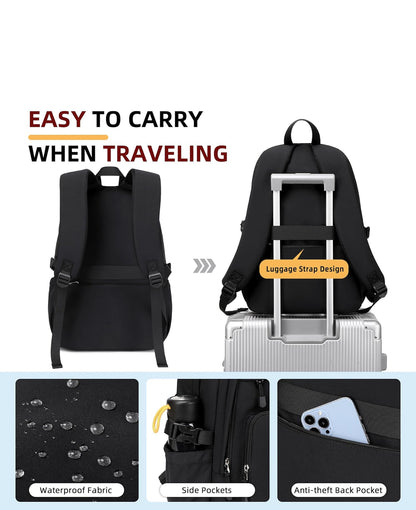 College Bookbag Laptop Backpacks 15.6 Inch Kids Elementary School Bag for Teens Girls Boys Water Resistant Sport Travel Back Pack Women Men Work Business Computer Rucksack Black