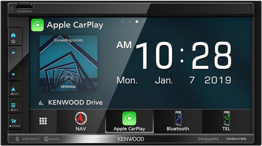 KENWOOD 6.8" Motorstereo, Garmin NAV ingebou, Inrix Traffic Service, CarPlay en Android Auto, Bluetooth, (Speel nie DVD's nie)