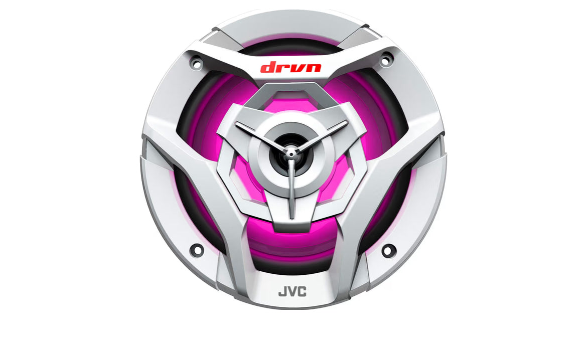 JVC CS-DR620MBL 6.5 Duim Motor & Marine, Motorsports, Motor Klank Stereo 2-rigting Luidsprekers met Koel Ingeboude RGB LED Liggie, Weervas IPX5, 260 Watt, UV Beskermde Roosters Ingesluit - Swart