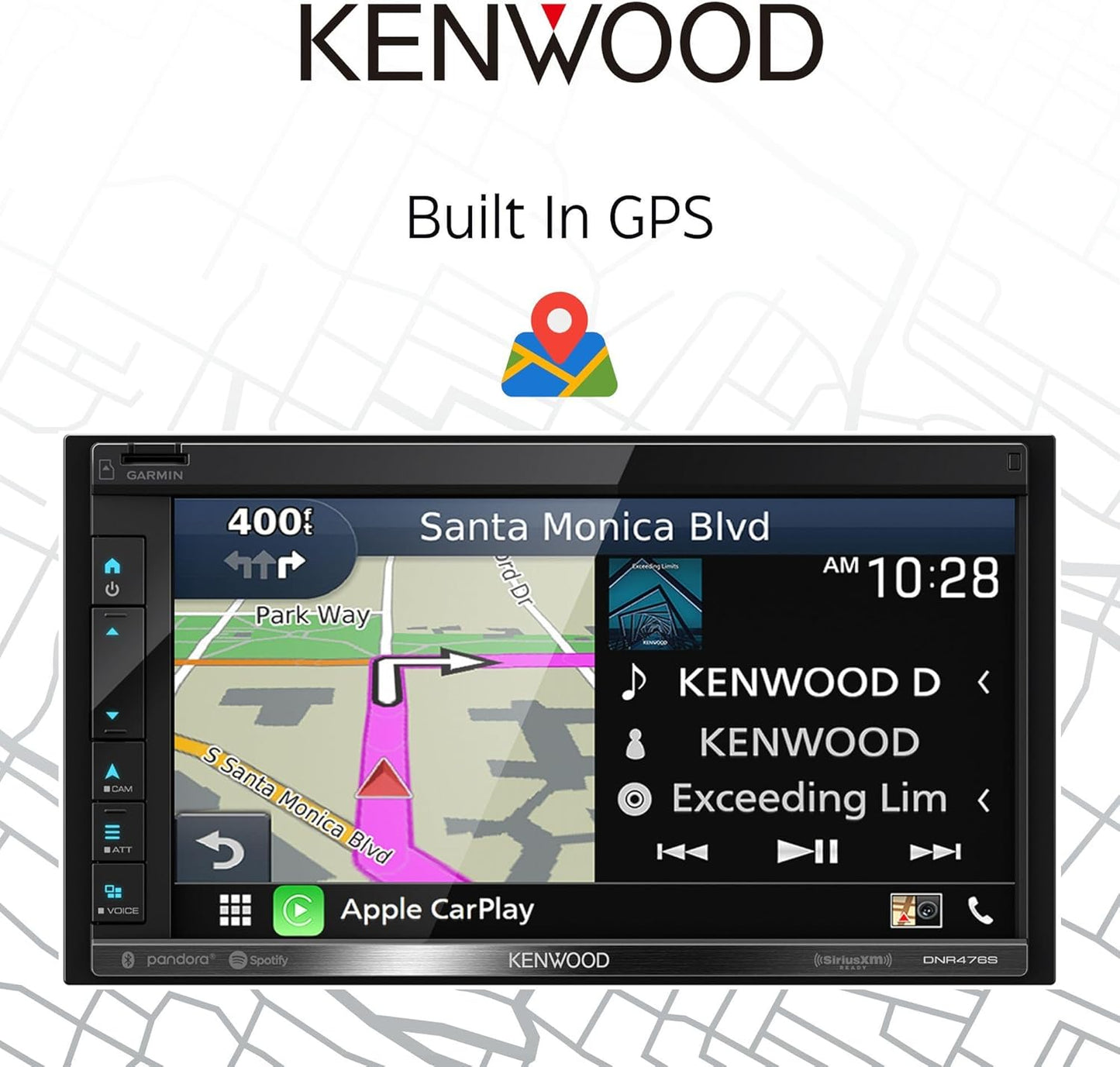 KENWOOD 6.8" Car Stereo, Garmin NAV Built in, Inrix Traffic Service, CarPlay and Android Auto, Bluetooth, (Does Not Play DVD's)