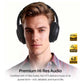 HT3 Hybrid Noise Cancelling Headphones, 90H Battery Life Over Ear Bluetooth 6.0 Foldable Headset, AI Voice Assistant - Titanium Black