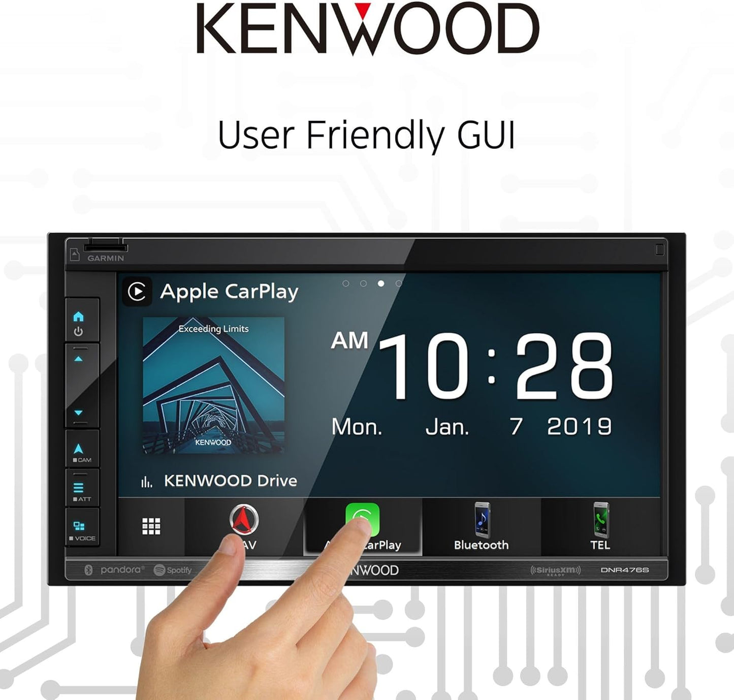 KENWOOD 6.8" Car Stereo, Garmin NAV Built in, Inrix Traffic Service, CarPlay and Android Auto, Bluetooth, (Does Not Play DVD's)