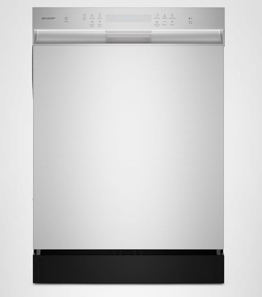 Sharp SDW6506JS 24-inch Stainless Steel Dishwasher, 49 dB, Third Rack, 12 Place Settings, Front Touch Controls