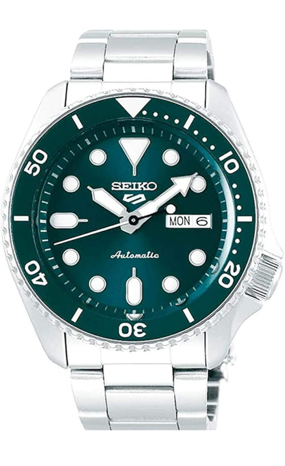 SEIKO Outomatiese Horlosie 5 Sport - Dag/Datum Kalender, LumiBrite Wysers en Merkers, en Roterende Ring, 100m Waterbestand - Groen