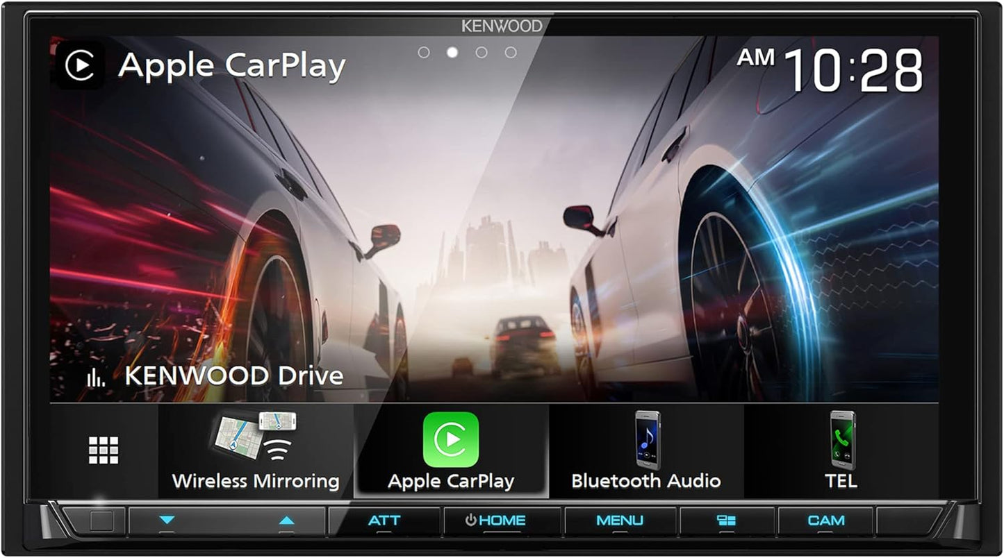 KENWOOD EXCELON 6.95 Inch LCD Touchscreen Digital Multimedia Receiver, Wireless Apple CarPlay and Android Auto, Double Din, AM/FM HD Radio, Bluetooth, USB Port, iDatalink Maestro, SiriusXM