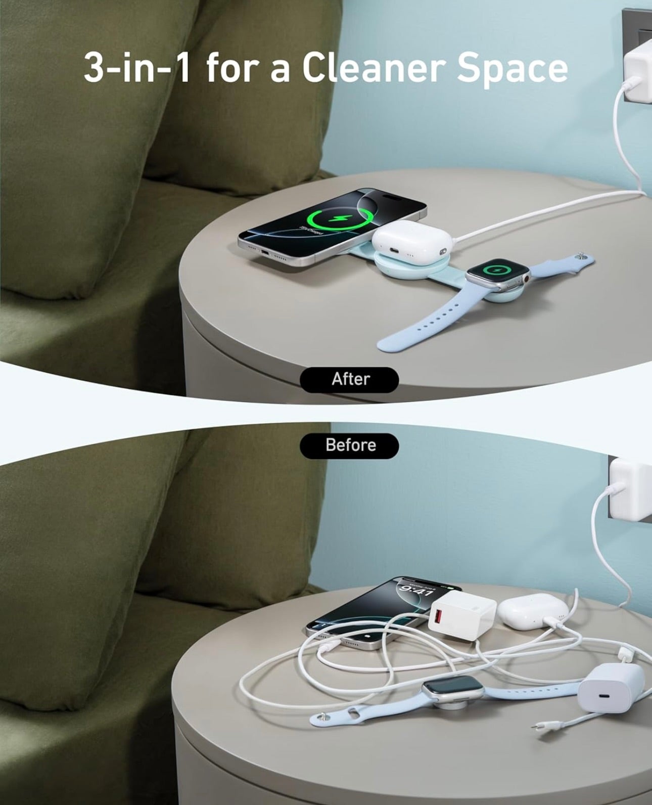 Anker MagSafe Compatible MagGo UFO 3-in-1 Charger, iPhone 16 Wireless Charger - NEW (Not a Power Bank)