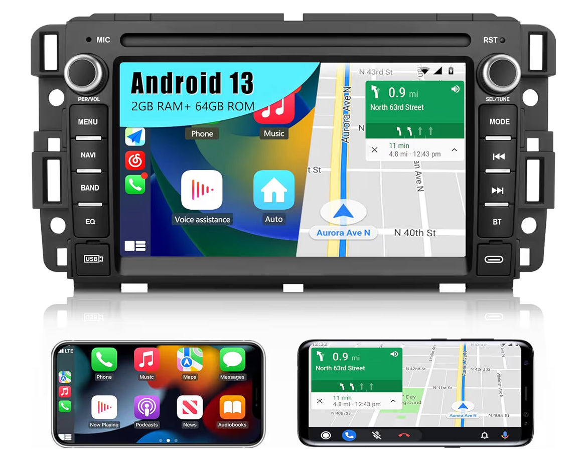 7" Touch Screen Car Stereo w/ GPS Navigation CarPlay Android Auto Multimedia Video Player - for Chevy Silverado GMC Sierra Yukon 2007-2013, Silverado Radio
