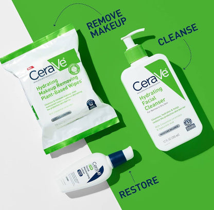 CeraVe Make-upverwyderaar Doekies, Plantgebaseerde Bioafbreekbare Waterlose Gesigwas, Reisbenodigdhede Nie-komedogenies -1 PK