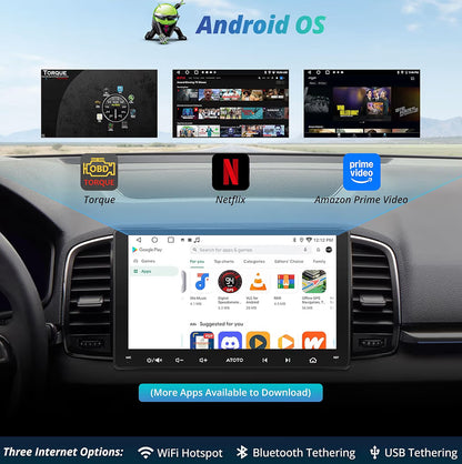 9" KI-aangedrewe motorradio dubbel DIN draadlose CarPlay en Android Auto, Wi-Fi/Bluetooth/USB, GPS-opsporing, 24 EQ & DSP, Mirror Link