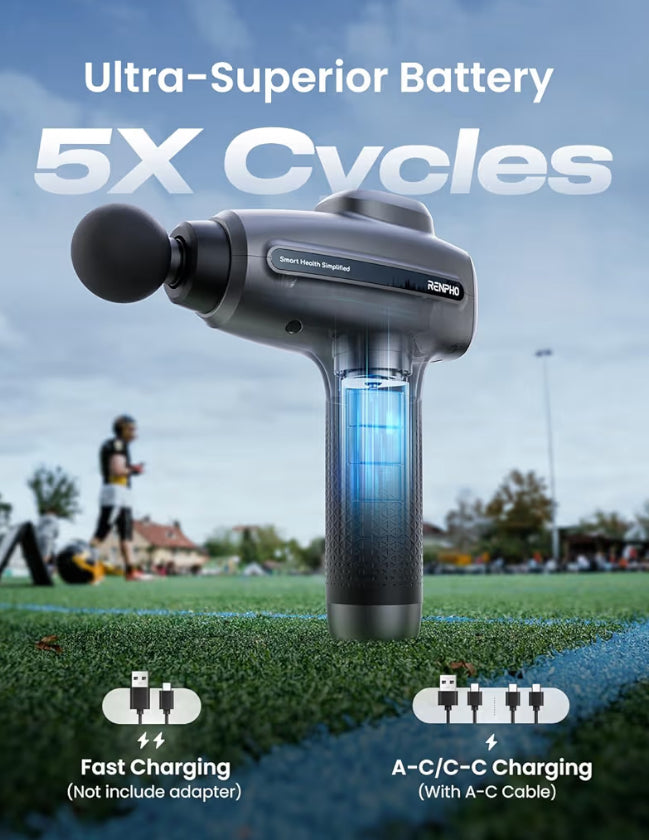 C4 Gray -  Massage Gun Deep Tissue, Percussion Muscle Electric Handheld Massager Gun