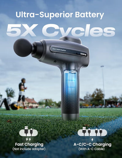 C4 Gray -  Massage Gun Deep Tissue, Percussion Muscle Electric Handheld Massager Gun