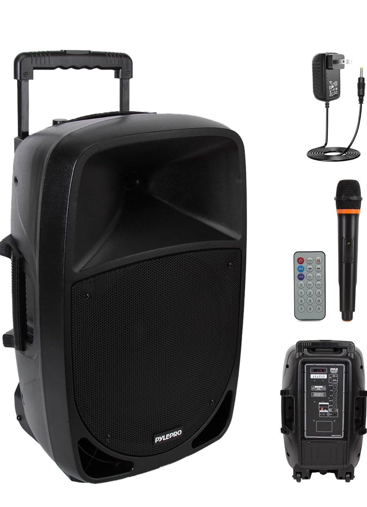 1200W Draagbare Bluetooth PA-luidspreker - 12” Subwoofer, LED-battery-aanwyserligte met ingeboude herlaaibare battery, MP3/USB/SD-kaartleser en UHF draadlose mikrofoon