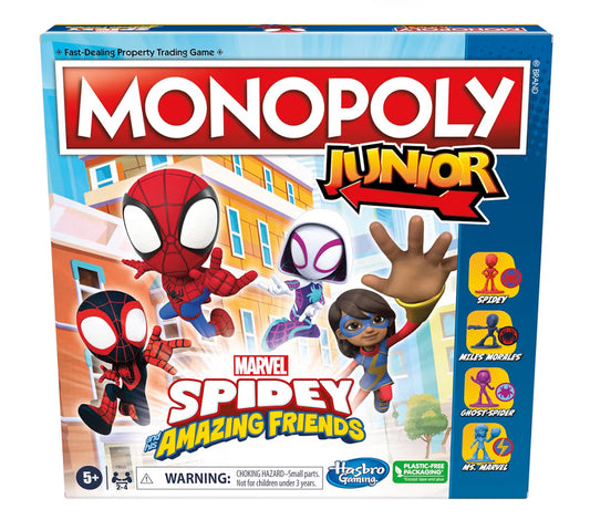Monopoly Junior: Marvel Spidey and His Amazing Friends Edition Board Game w/ Artwork from The Animated Series