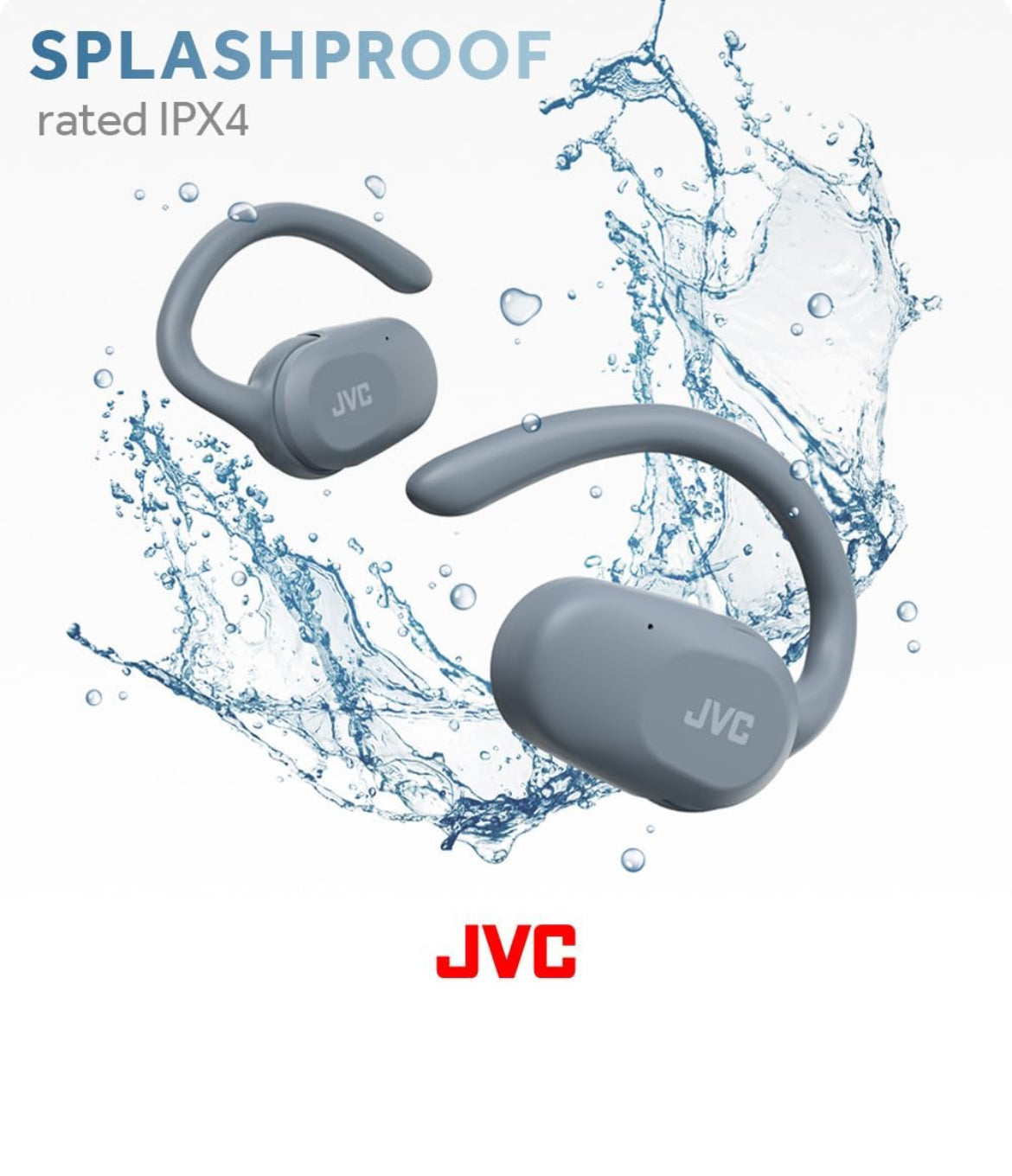 JVC naby-fone Oopoor-Ware Draadlose Hooftelefone met Spilbewegingmeganisme, 16mm Groot Drywersklank, Enkeloor-gebruik, BT 5.4, Lang Batterylewe (tot 26 Uur) - HANP40TA (Blou)