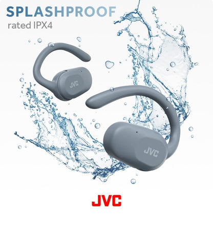 JVC naby-fone Oopoor-Ware Draadlose Hooftelefone met Spilbewegingmeganisme, 16mm Groot Drywersklank, Enkeloor-gebruik, BT 5.4, Lang Batterylewe (tot 26 Uur) - HANP40TA (Blou)