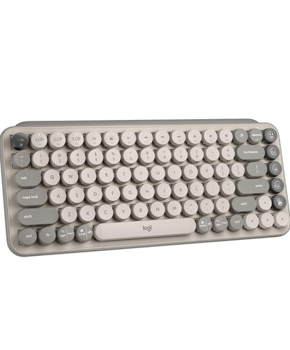 Logitech POP Keys Meganiese Draadlose Sleutelbord met Aanpasbare Emoji-sleutels, Duursame Kompakte Ontwerp, Bluetooth- of USB-verbinding, Multi-toestel, OS-versoenbaar -Mist