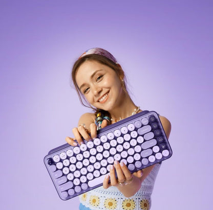 Logitech POP Keys Meganiese Draadlose Sleutelbord met Aanpasbare Emoji-sleutels, Duursame Kompakte Ontwerp, Bluetooth- of USB-verbinding, Veelvuldige Toestelle, OS-versoenbaar - Cosmos