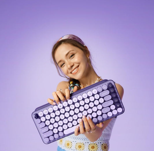 Logitech POP Keys Meganiese Draadlose Sleutelbord met Aanpasbare Emoji-sleutels, Duursame Kompakte Ontwerp, Bluetooth- of USB-verbinding, Veelvuldige Toestelle, OS-versoenbaar - Cosmos